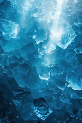 Poster - Closeup ice surface texture. Background image. Created with Generative AI technology.