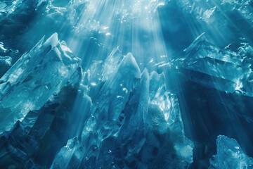 Poster - Closeup ice surface texture. Background image. Created with Generative AI technology.