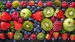 Colorful summer fruit background. Assortment of healthy fruits. healthy eating and summer concept.
