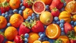 Colorful summer fruit background. Assortment of healthy fruits. healthy eating and summer concept.