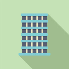 Poster - Miniature multistory building icon flat vector. Exterior block. Construction project