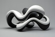 Abstract  black and white  shape against   gray  background, 3D illustration.  Smooth shape 3d rendering ,  generated by AI. 3D illustration