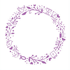 Baptism Template with christian symbols - purple