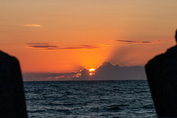 Sticker - Vivid orange sunset over the ocean