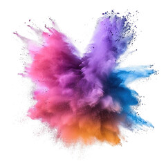 Colorful rainbow holi paint splash, color powder explosion isolated on transparent background.