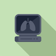 Poster - Lungs exam icon flat vector. Xray online image. Analysis control