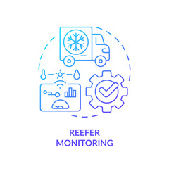 Reefer monitoring blue gradient concept icon. Fleet management. Industry regulation standards. Round shape line illustration. Abstract idea. Graphic design. Easy to use in infographic, presentation