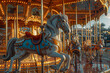 Prince Charming Regal Carousel attraction at Disneyland Paris.Having fun concept