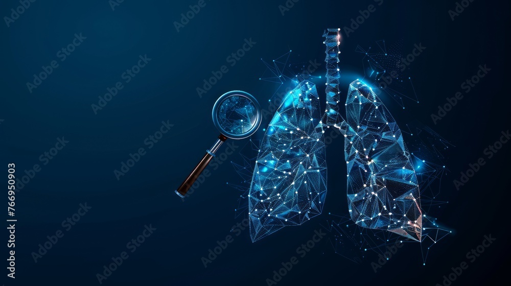 Stunning 3D visualization of human lungs in a low poly wireframe style ...