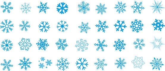 Wall Mural - set of snowflake vector icons