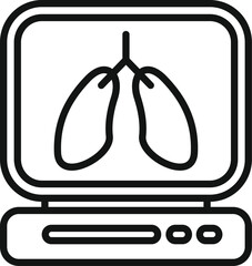 Sticker - Lungs exam icon outline vector. Xray online image. Analysis control