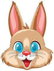 Wall Mural - Cheerful brown rabbit with big blue eyes.