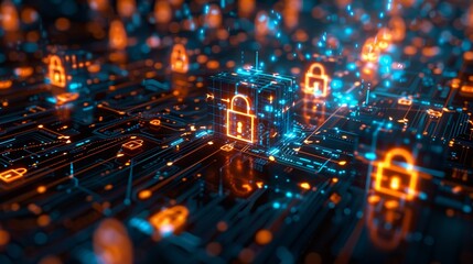 Poster - Digital Vigilance: Social Media Security Signs and Lock Symbol