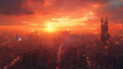 Poster - Global Connectivity: Network Hubs Illuminated at Dusk