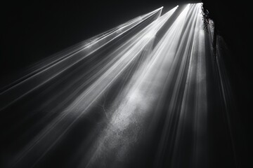 Poster - For overlay design, sun rays light isolated on black background
