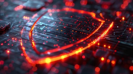 Aufkleber - In an futuristic design, the cyber shield protects against viruses on the landing page.