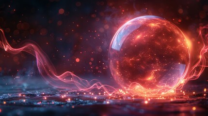 Aufkleber - A futuristic energy shield effect in an abstract glowing style. Digital technology template concept.