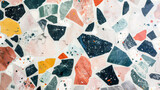 Colorful Terrazzo Flooring Pattern with Abstract Geometric Shapes