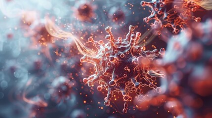 Aufkleber - Virus shield or airflow with bacteria on a light background, abstract polygonal style. Modern illustration of protection from an infectious agent.