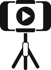 Wall Mural - Video smartphone on tripod icon simple vector. Online media. New record content