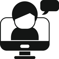 Poster - Online computer speech icon simple vector. Influencer message. New blogger