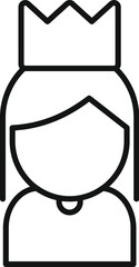 Poster - Crown on female head icon outline vector. Cute character. Change next successor