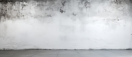 Sticker - A room with a concrete floor resembling a natural landscape under a grey sky, while a white wall gives a cloudlike appearance in the background