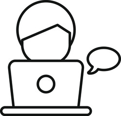 Poster - Laptop online media content icon outline vector. Person chatting. Web ad