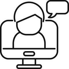 Poster - Online computer speech icon outline vector. Influencer message. New blogger