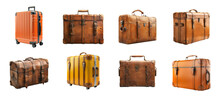Vintage And Modern Luggage Collection On Transparent Background