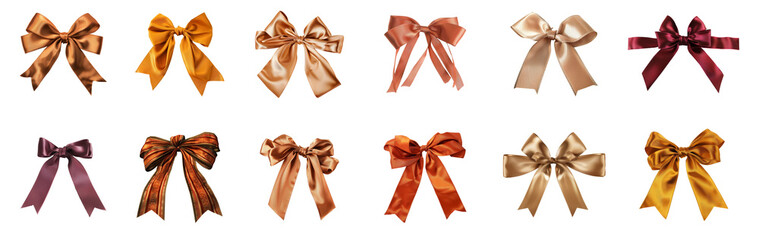 Wall Mural - Assorted satin bows in various colors isolated, cut out transparent