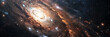 A picture of bright spiral galaxy with myriads of stars. Banner