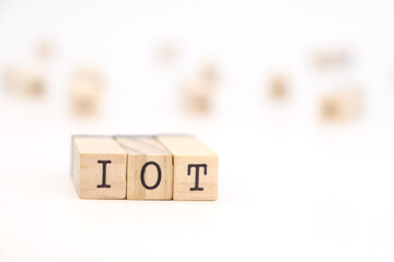 acronym iot (internet of things) isolated on white background. concept of integration of technology in everyday life.