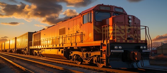 Wall Mural - Train wagons carrying cargo containers for shipping companies