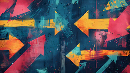 Poster - An artistic digital rendering featuring a collection of arrows pointing in various directions, symbolizing the complexity and multitude of choices involved in the decision-making process.