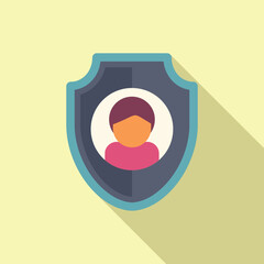 Poster - secured user shield icon flat vector. two factor authentication. access account