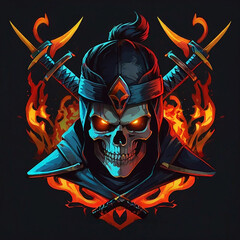 Fantastic cartoon character design skull illustration
