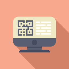 Sticker - Scan qr code icon flat vector. Access computer account. Internet message