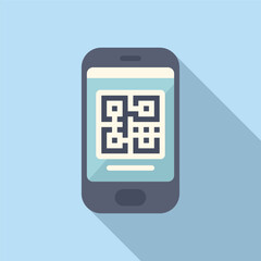 Poster - scan qr code with phone icon flat vector. login account. user validation online