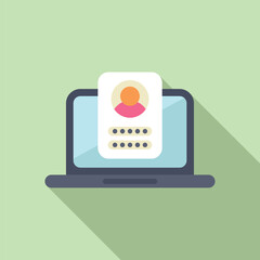 Poster - laptop user access icon flat vector. two factor authentication. computer account