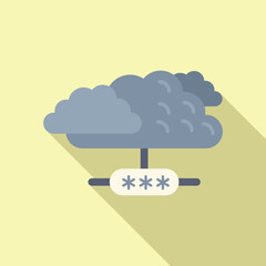 Poster - cloud data access icon flat vector. low step safe. multi registration passcode