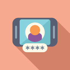 Poster - code on new phone icon flat vector. enter new user. phone step safe identity