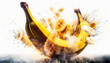 Explosion de bananes sur fond blanc