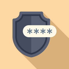 Sticker - Password shield access icon flat vector. Multi authentication. Two factor step