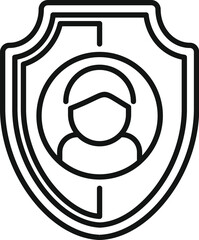 Poster - secured user shield icon outline vector. two factor authentication. access account