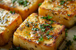 Golden Grilled Tofu Steaks Sprinkled with Fresh Herbs and Spices