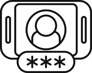 Poster - code on new phone icon outline vector. enter new user. phone step safe identity
