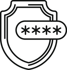 Canvas Print - Password shield access icon outline vector. Multi authentication. Two factor step