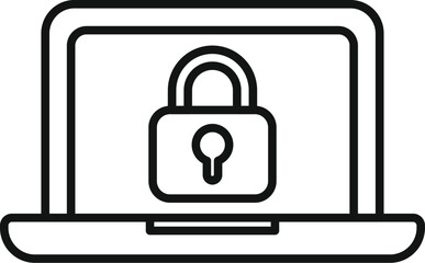 Poster - secured online laptop icon outline vector. message internet. laptop process
