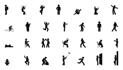 Wall Mural - man icon, stick figure people illustration, human silhouettes basic set